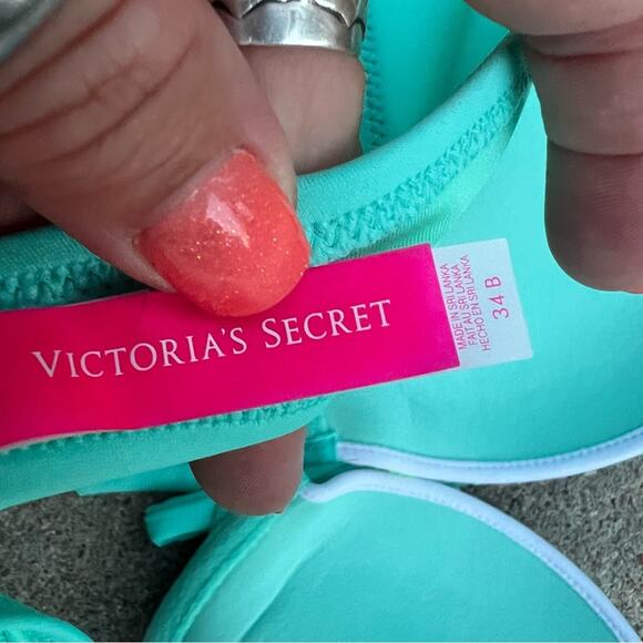 Victoria’s Secret 34B Sequin Teal Purple Mermaid Pushup Bikini Top - Picture 5 of 6